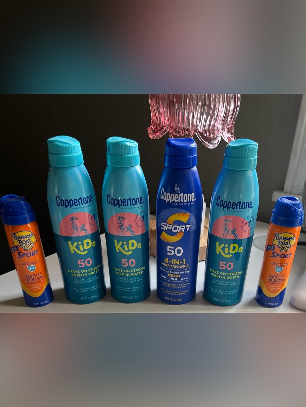 Coppertone Kids & Adult Sunscreen 50 SPF x 4 & 2 Banana Boat Sport 30 SPF